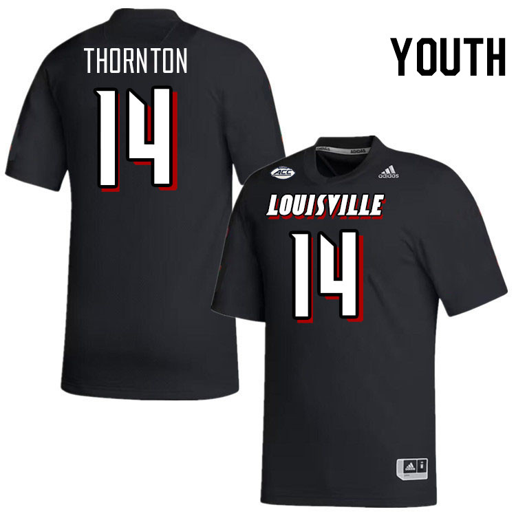 Youth #14 Corey Thornton Louisville Cardinals College Football Jerseys Stitched-Black